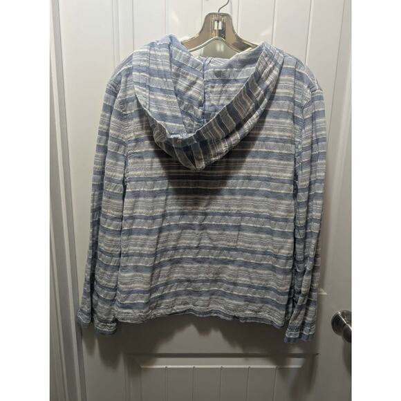 Roxy Lightweight Hoodie Women’s Size M Blue White Striped Kangaroo Pocket - Picture 7 of 11